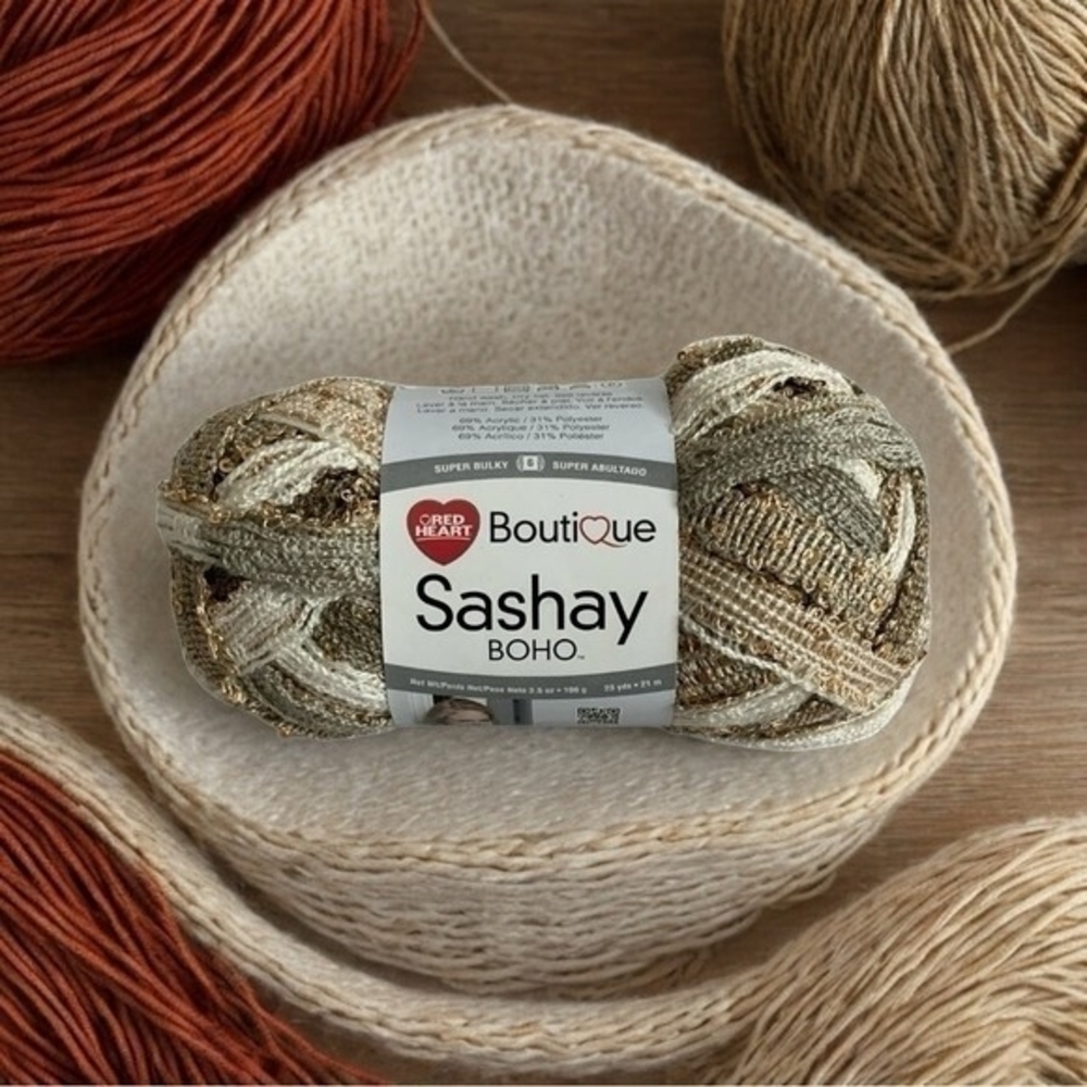RED HEART Boutique Sashay Boho Yarn Tambourine Green Texture Ruffle NWT
